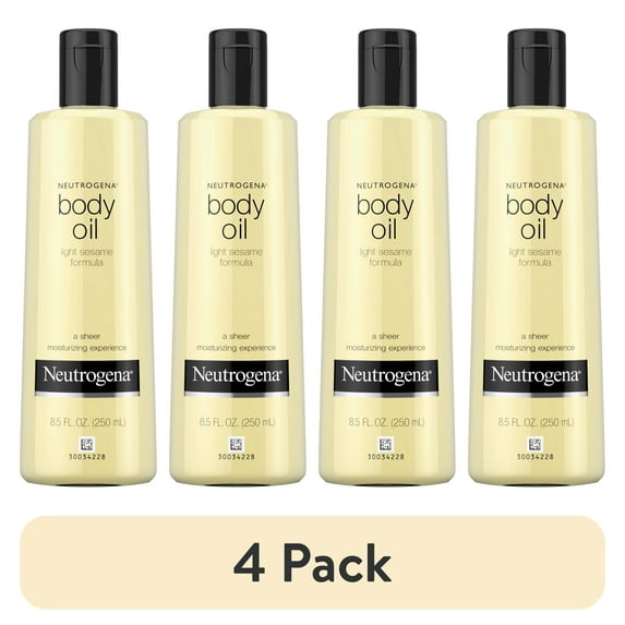 (4 pack) Neutrogena Body Oil For Dry Skin, Light Sesame Formula, 8.5 fl. oz