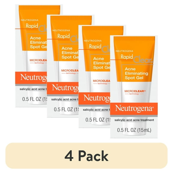(4 pack) Neutrogena Rapid Clear Acne Eliminating Spot Treatment Gel, 0.5 fl. oz