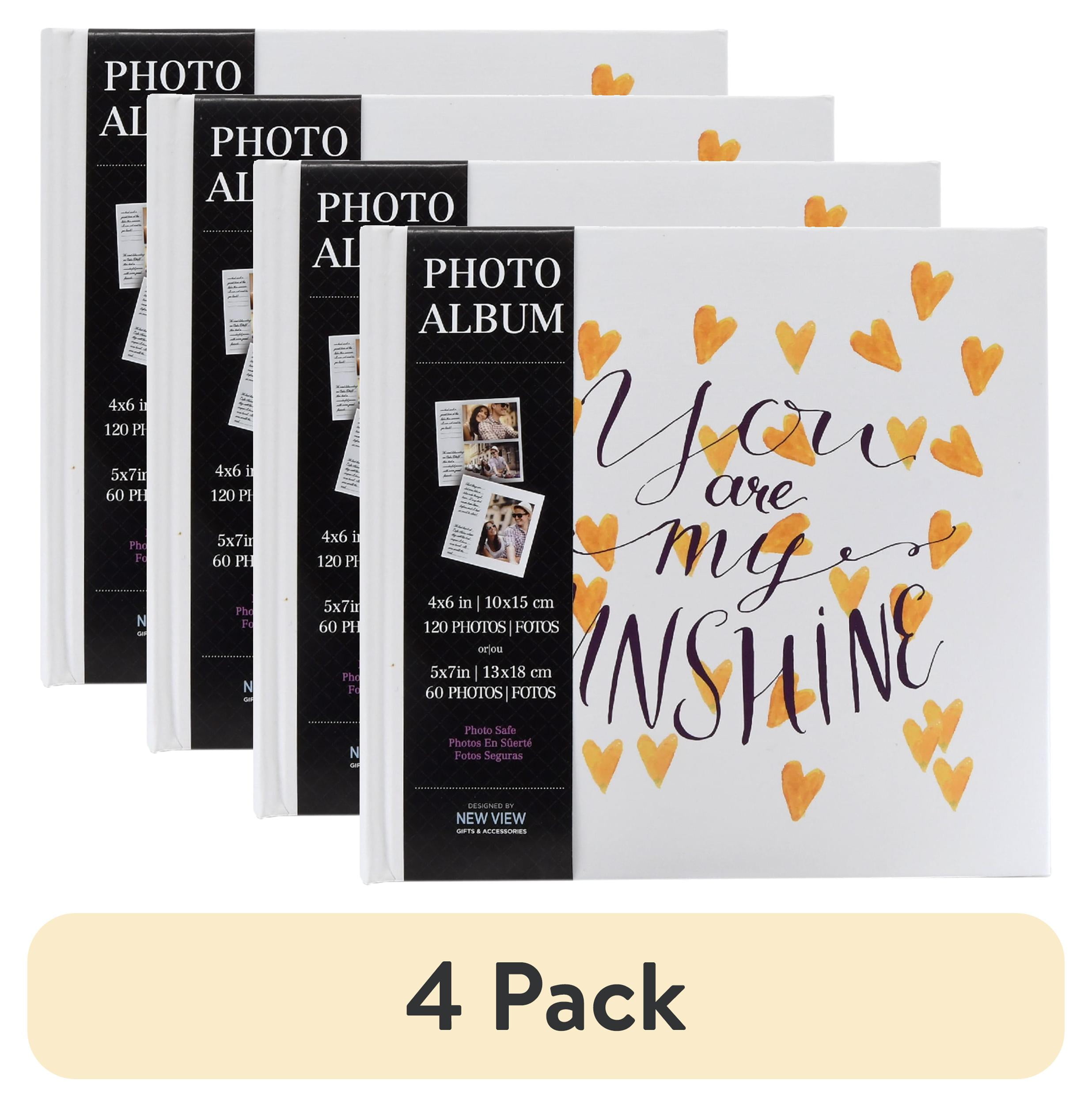 (4 pack) New View Gifts My Sunshine Yellow Heart Photo Album, Holds 120 - 4"x6" Photos