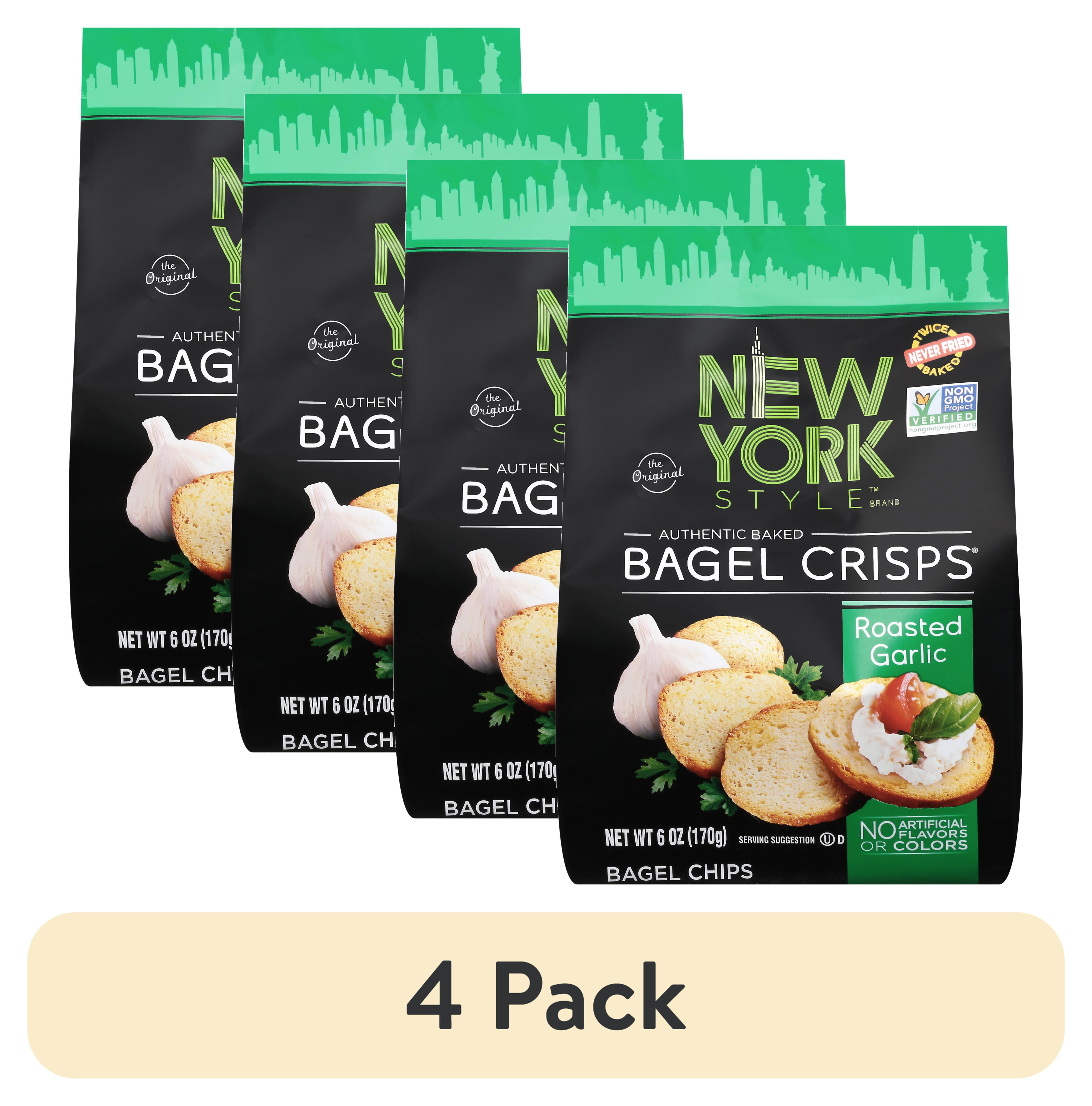 (4 pack) New York Style Roasted Garlic Bagel Crisps, Bagel Chips, 6 oz