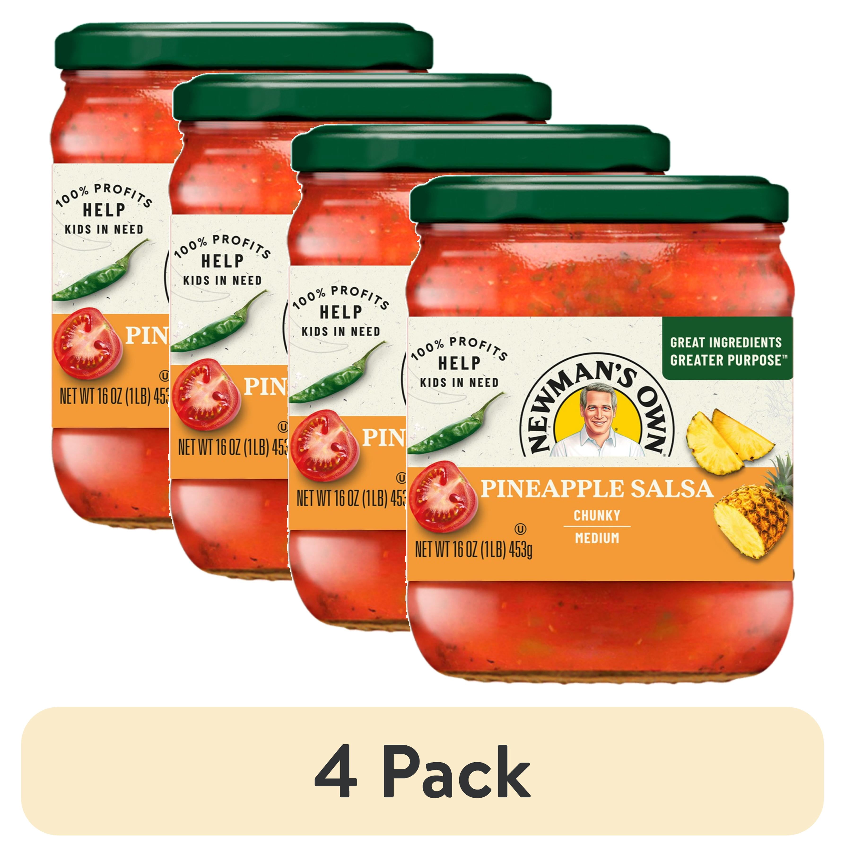 (4 pack) Newman's Own Chunky Medium Pineapple Salsa, 16 oz