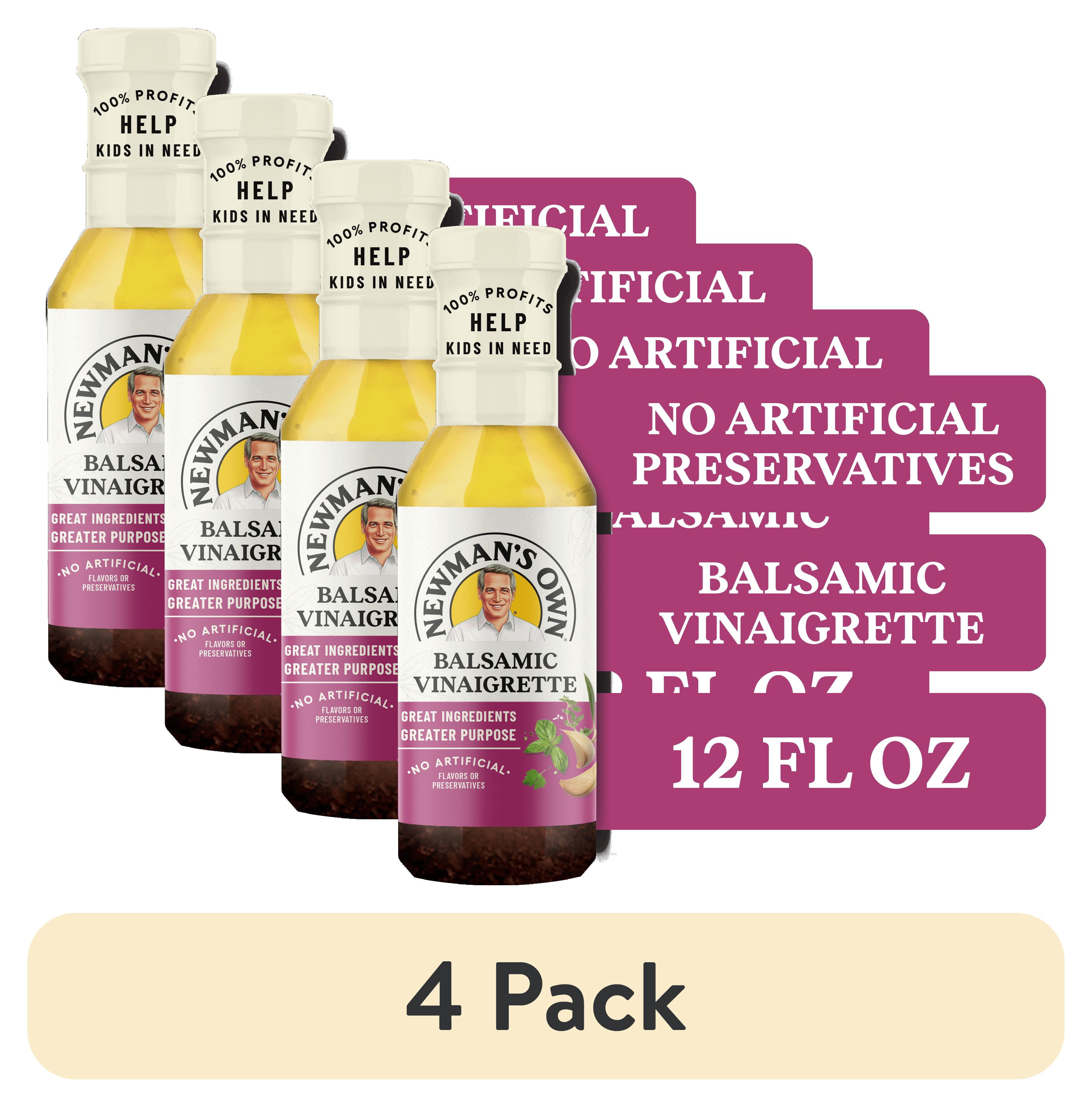 (4 pack) Newman's Own Balsamic Vinaigrette Salad Dressing and Marinade, 12 fl oz
