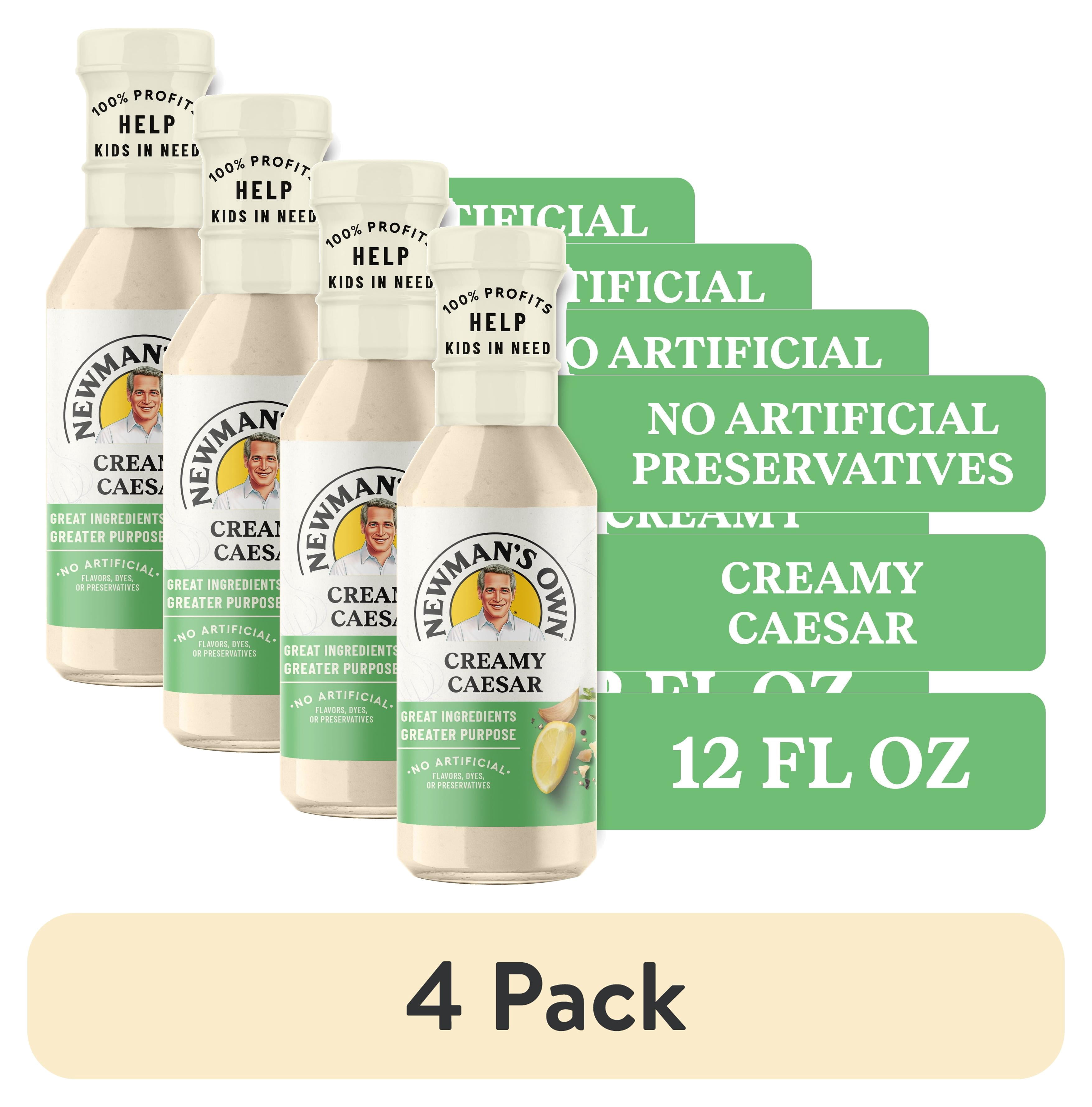 (4 pack) Newman's Own Creamy Caesar Salad Dressing, Marinade, and Dip, 12 fl oz
