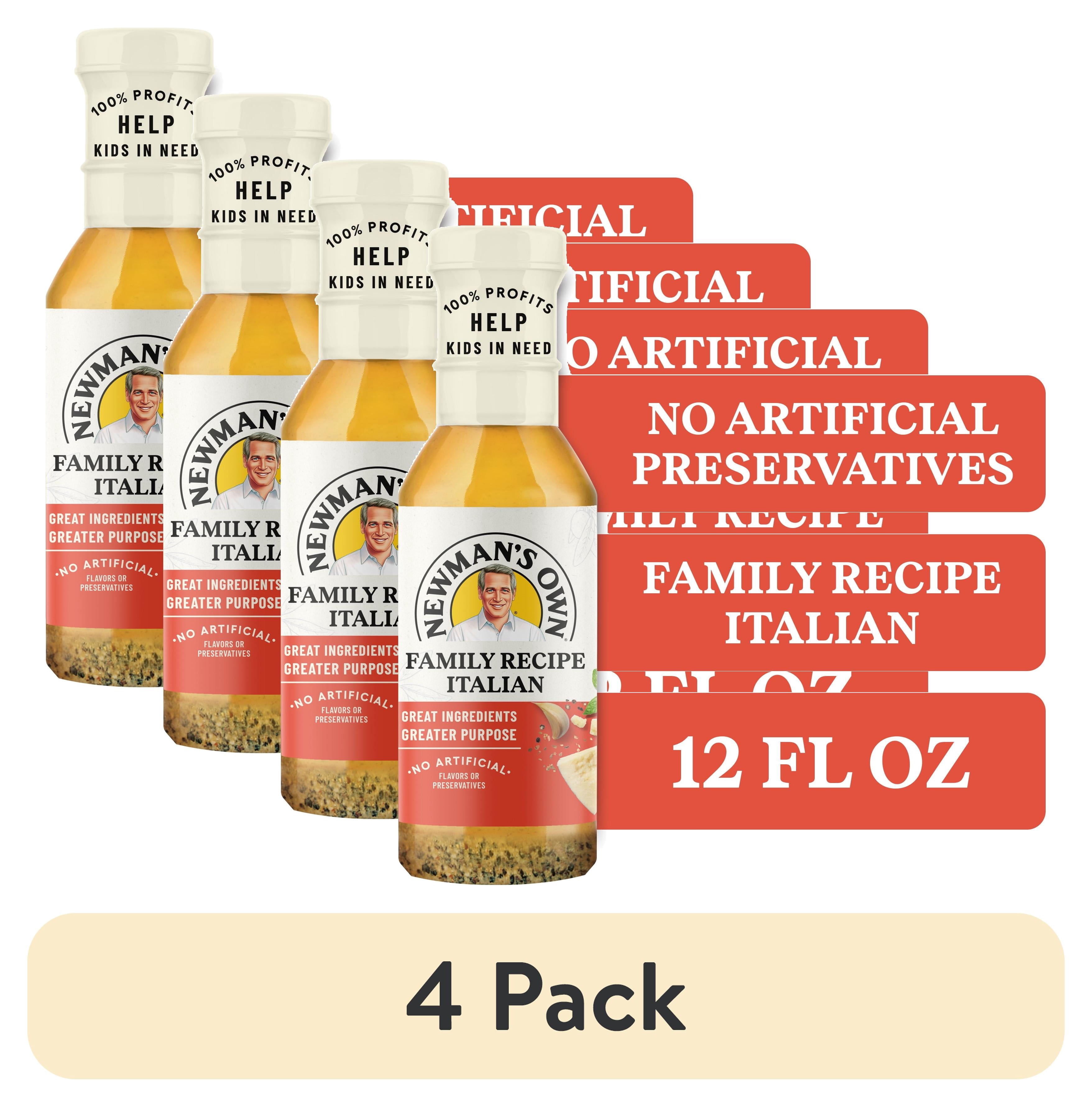 (4 pack) Newman's Own Family Recipe Italian Salad Dressing and Marinade, 12 fl oz