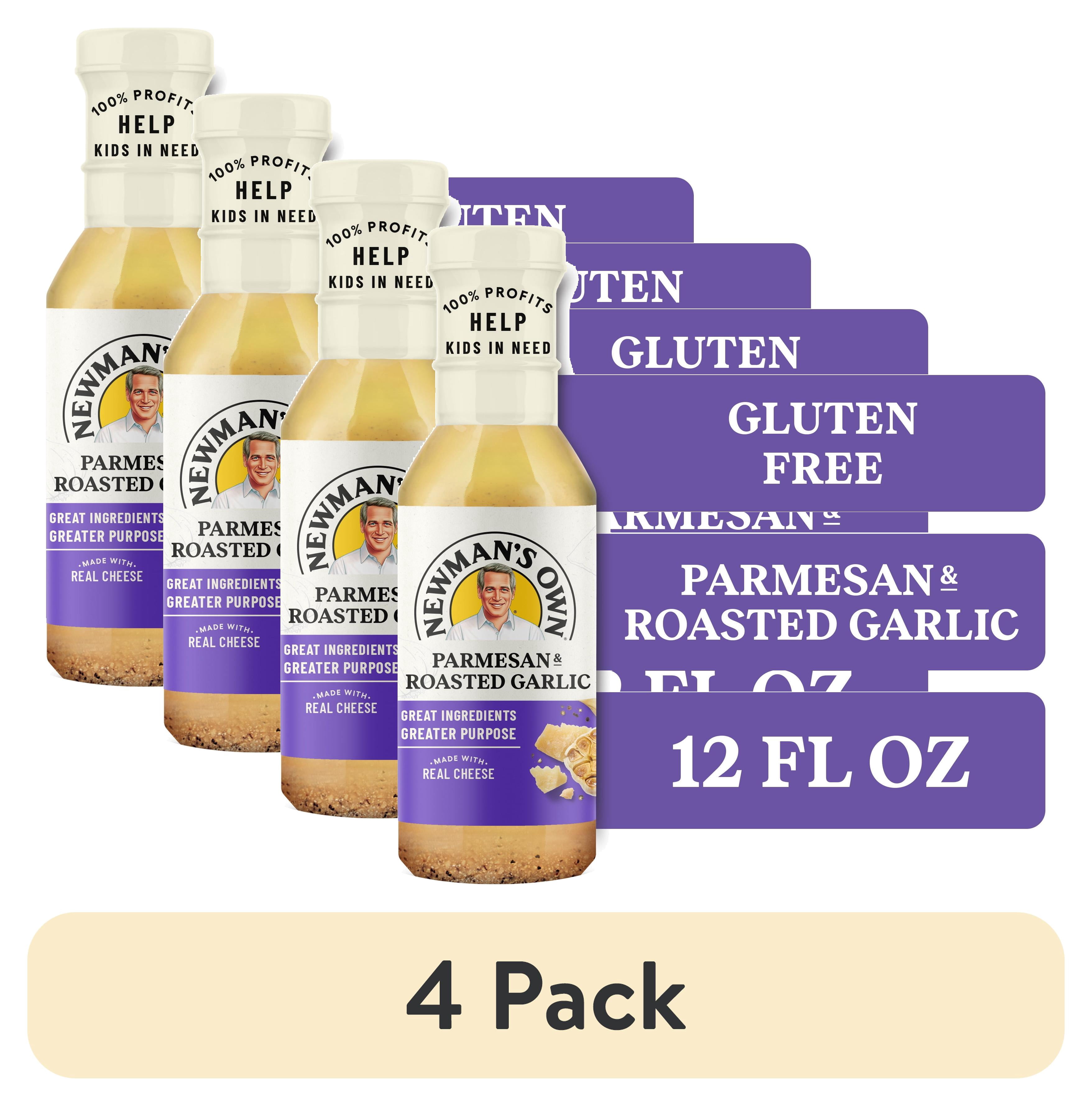 (4 pack) Newman's Own Parmesan & Roasted Garlic Salad Dressing and Marinade, 12 fl oz