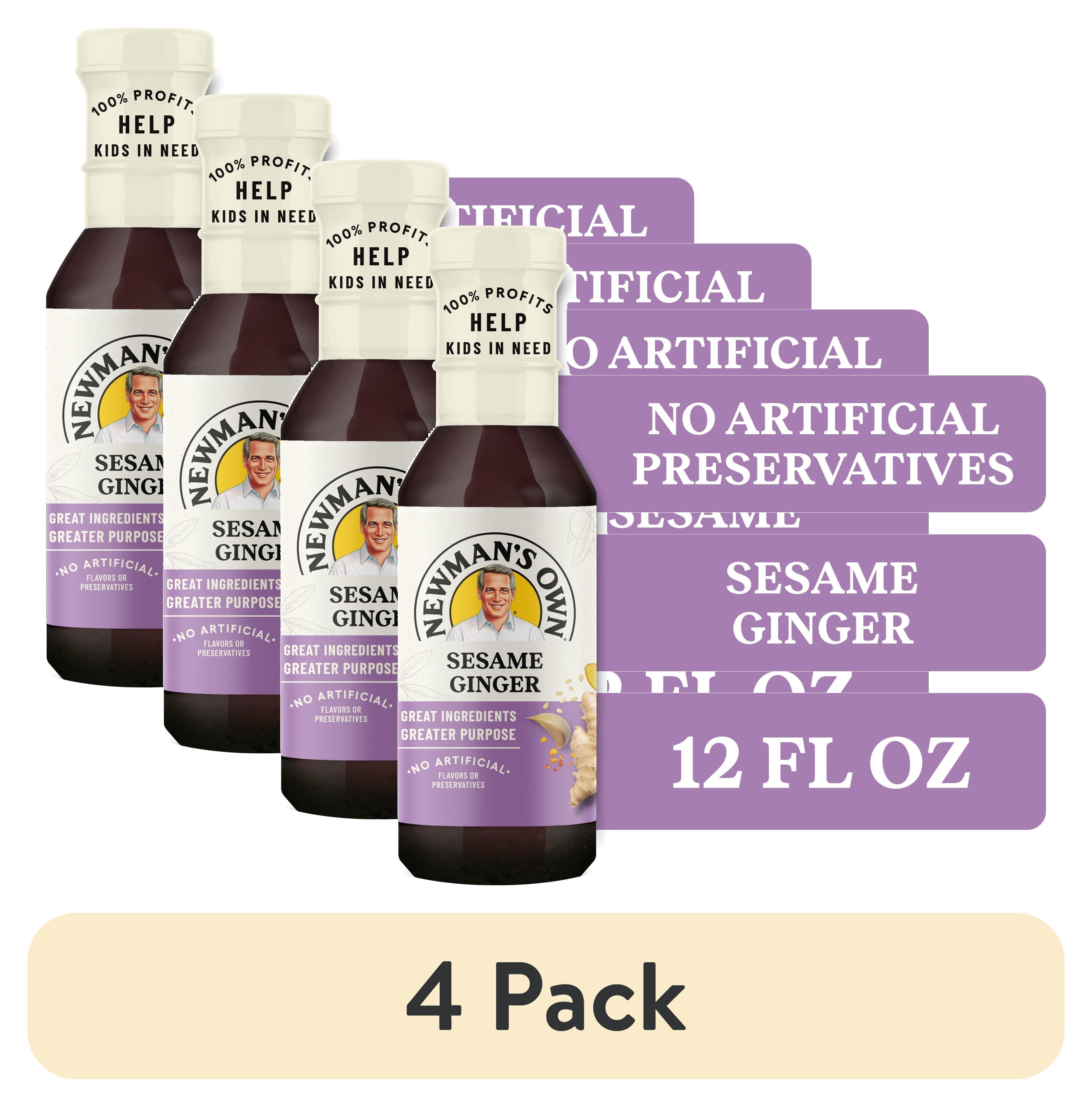 (4 pack) Newman's Own Sesame Ginger Salad Dressing, Marinade, and Finishing Sauce, 12 fl oz
