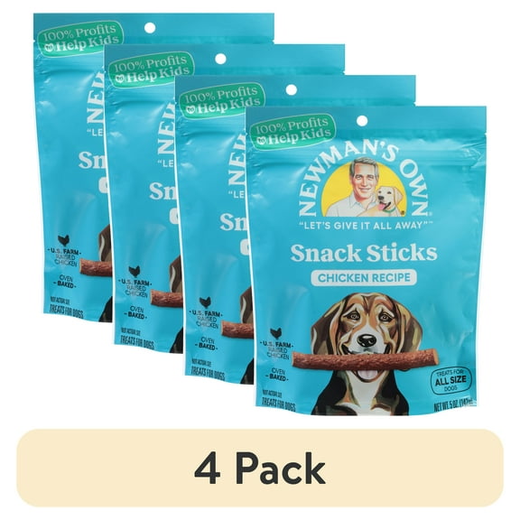 (4 pack) Newman's Own Snack Sticks Chicken Recipe Treats for Dogs 5 oz