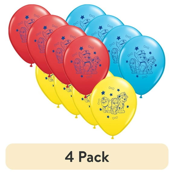 (4 pack) Nickelodeon 6 Count 12" Paw Patrol Balloons in Red, Blue, and Yellow for all Occasions and Ages