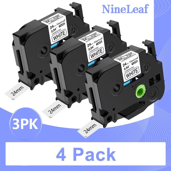 (4 pack) NineLeaf 3 Pack Compatible for Brother P-touch TZe-251 TZe251 TZ-251 TZ251 24mm 1 Inch White Laminated Label Tape 0.94" x 26.2 ft
