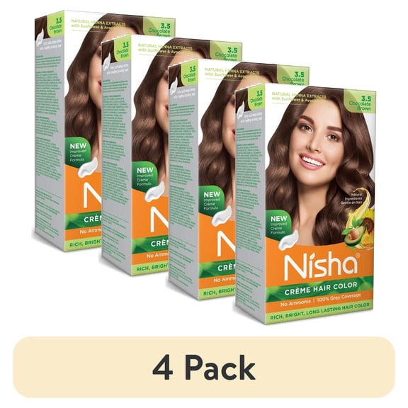 (4 pack) Nisha Creme Hair Color | Permanent Long Lasting Brown Hair Dye Color Kit | Chocolate Brown | 4.05 Oz (Pack Of 2)