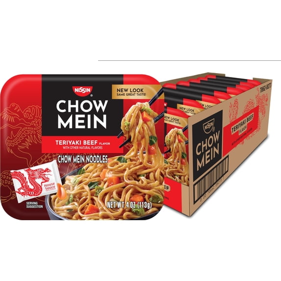 (4 pack) Nissin Chow Mein Noodles, Teriyaki Beef, 4 Ounce (Pack of 8)