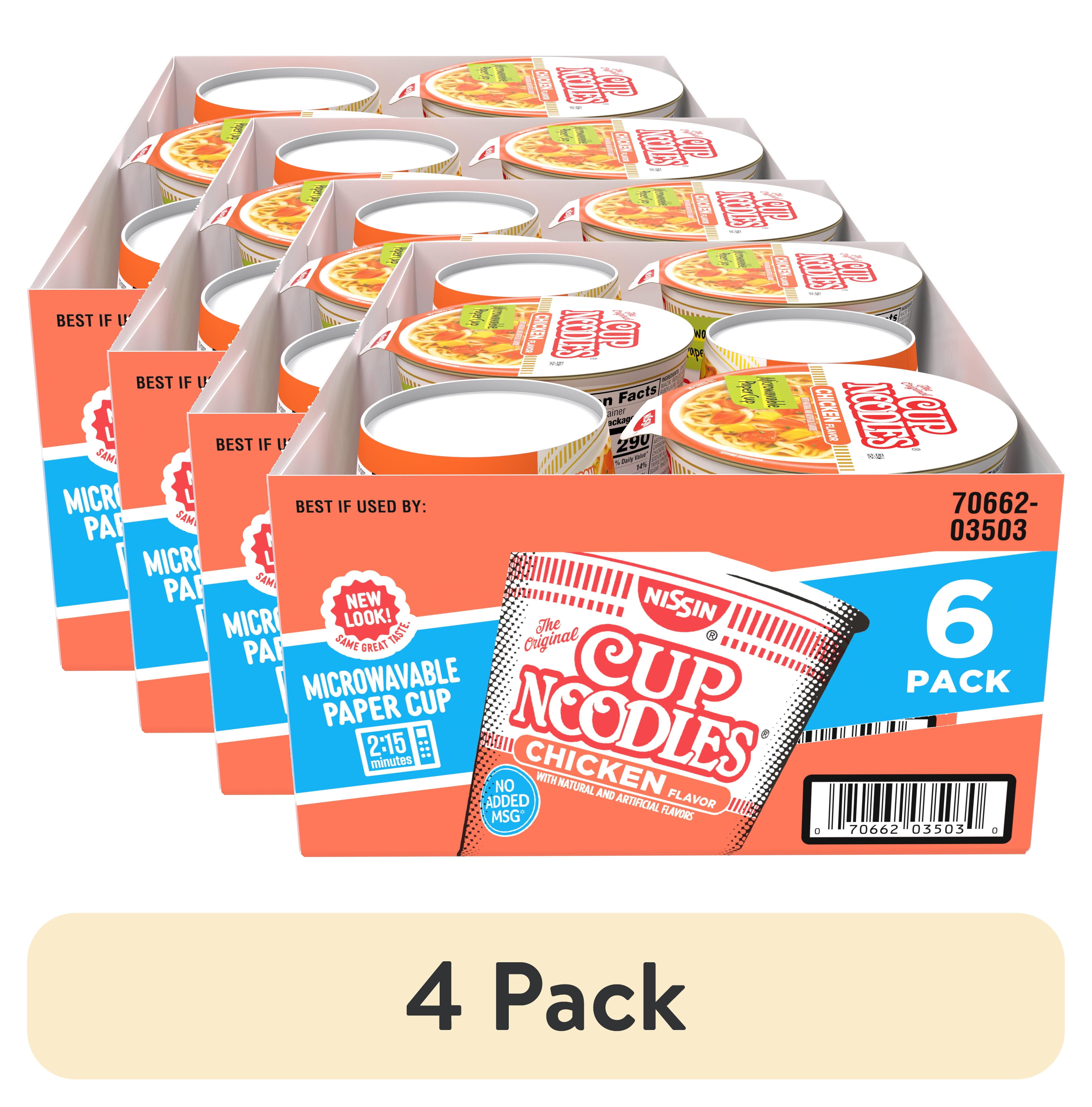 (4 pack) Nissin Foods Cup Noodles Ramen Noodle Soup, Chicken Flavor, 2.25 oz Cup, Shelf-Stable, 6 Pack