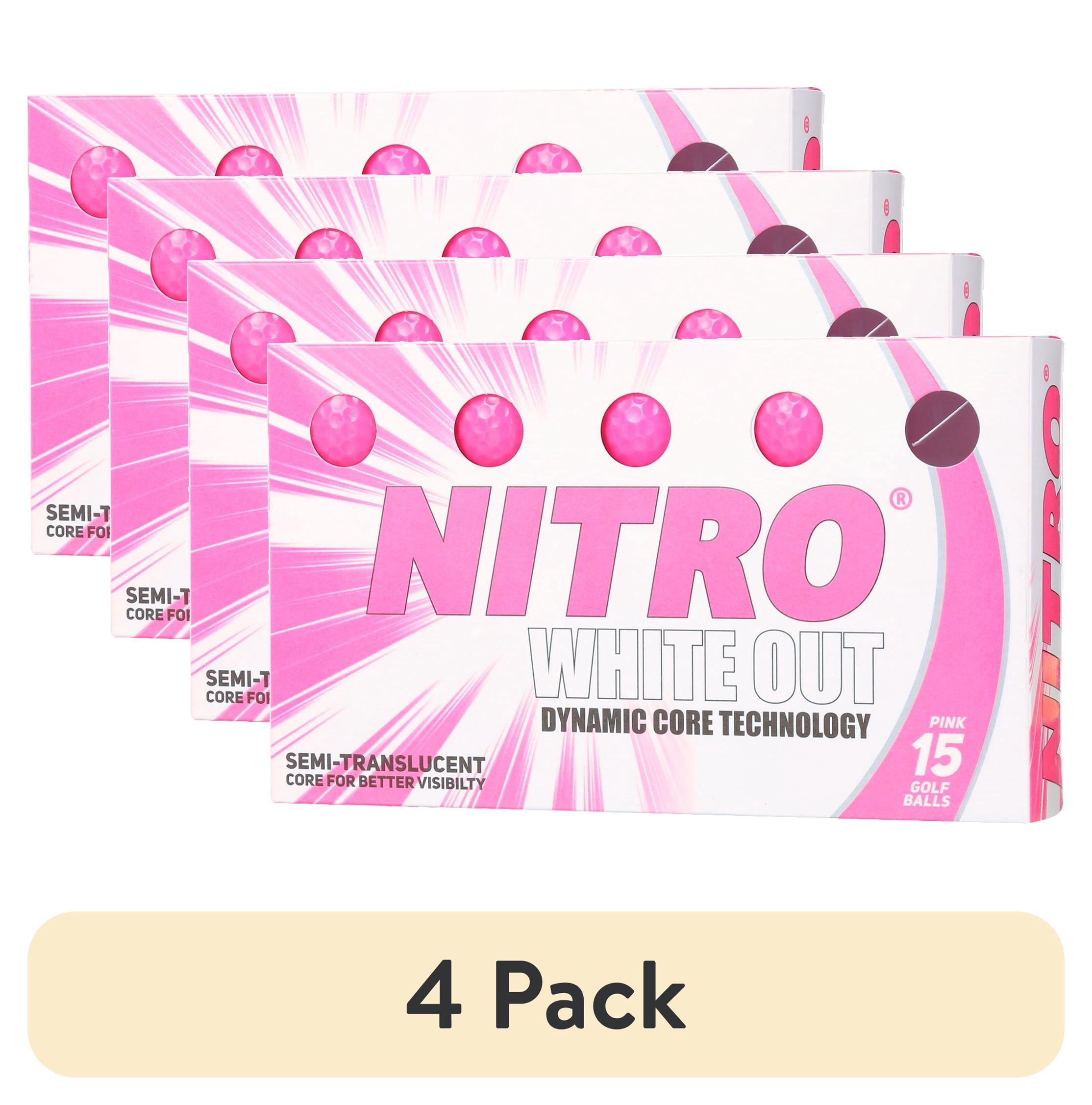 (4 pack) Nitro Golf White Out Golf Balls, Pink, 1.8 lb, 15 Pieces