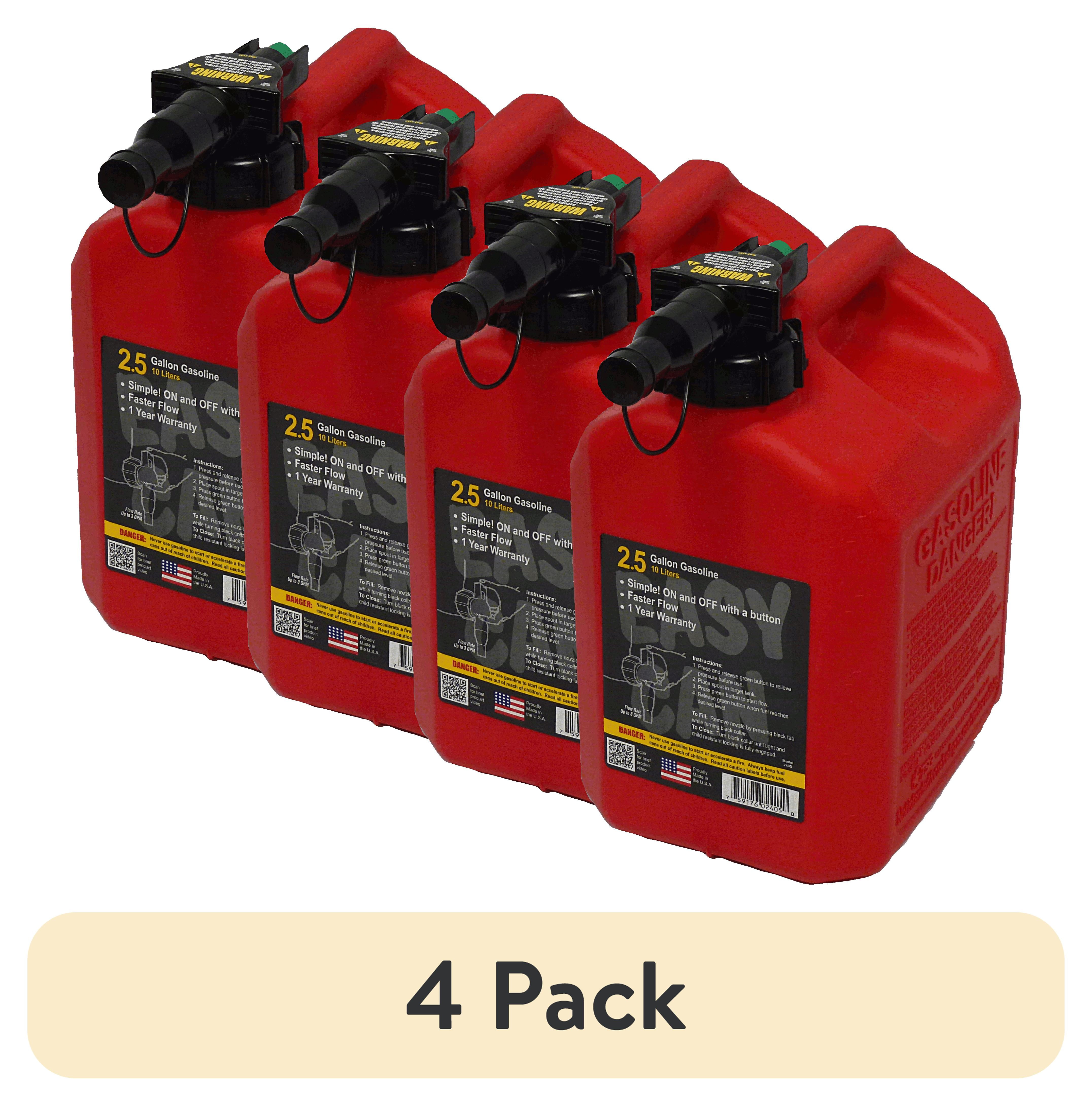 CanCan 4 pack) Easy Can 2.5 Gallon Gasoline Can with Auto-Stop Nozzle and