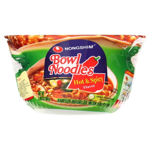 Nongshim Bowl Noodle Hot & Spicy Beef Ramyun Ramen Noodle Soup Bowl, 3.03oz X 1 Count, Shelf-Stable