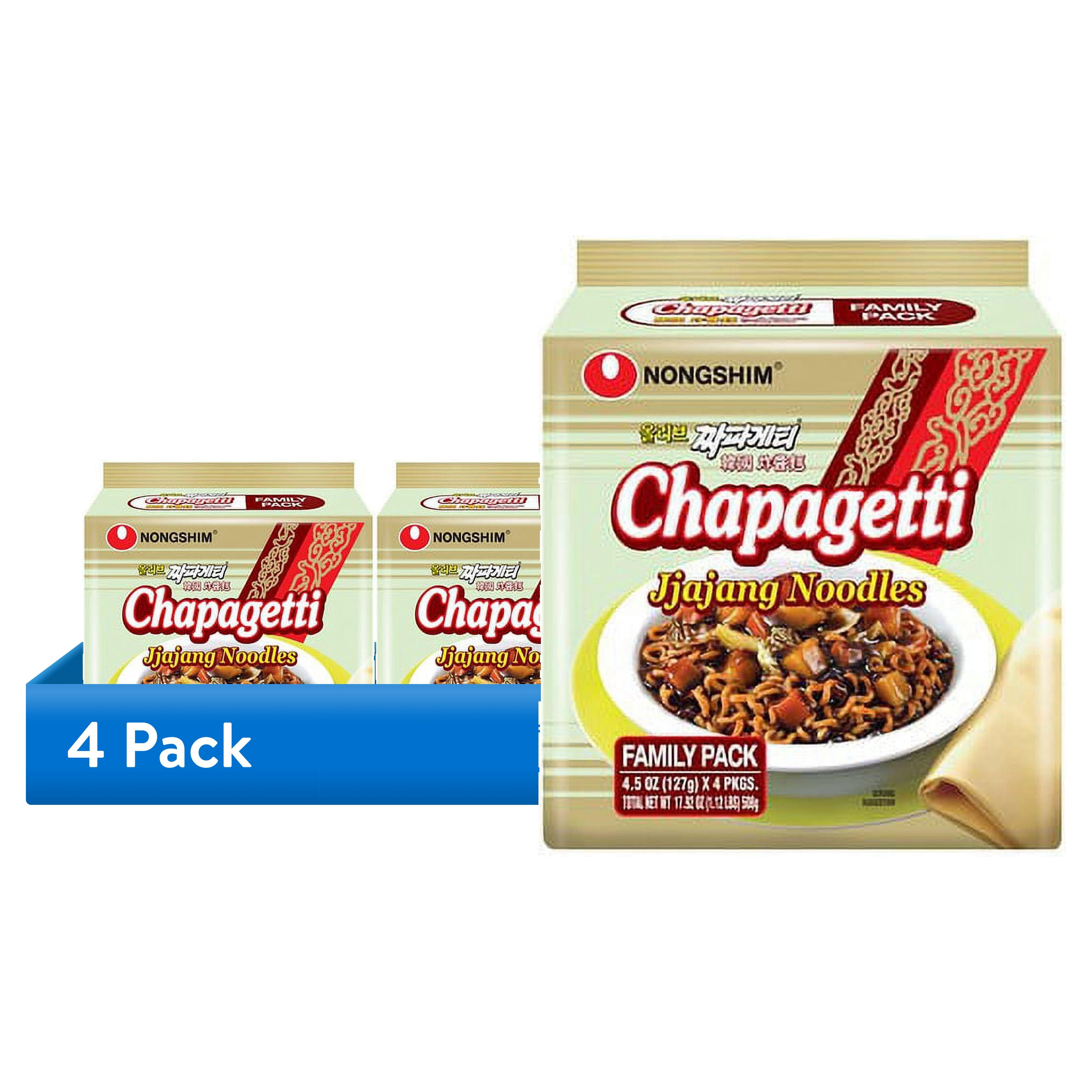 (4 pack) Nongshim Chapagetti Savory Chajang Black Bean Sauce Ramyun Ramen Noodle Soup Pack, 4.48oz X 4 Count, Shelf-Stable