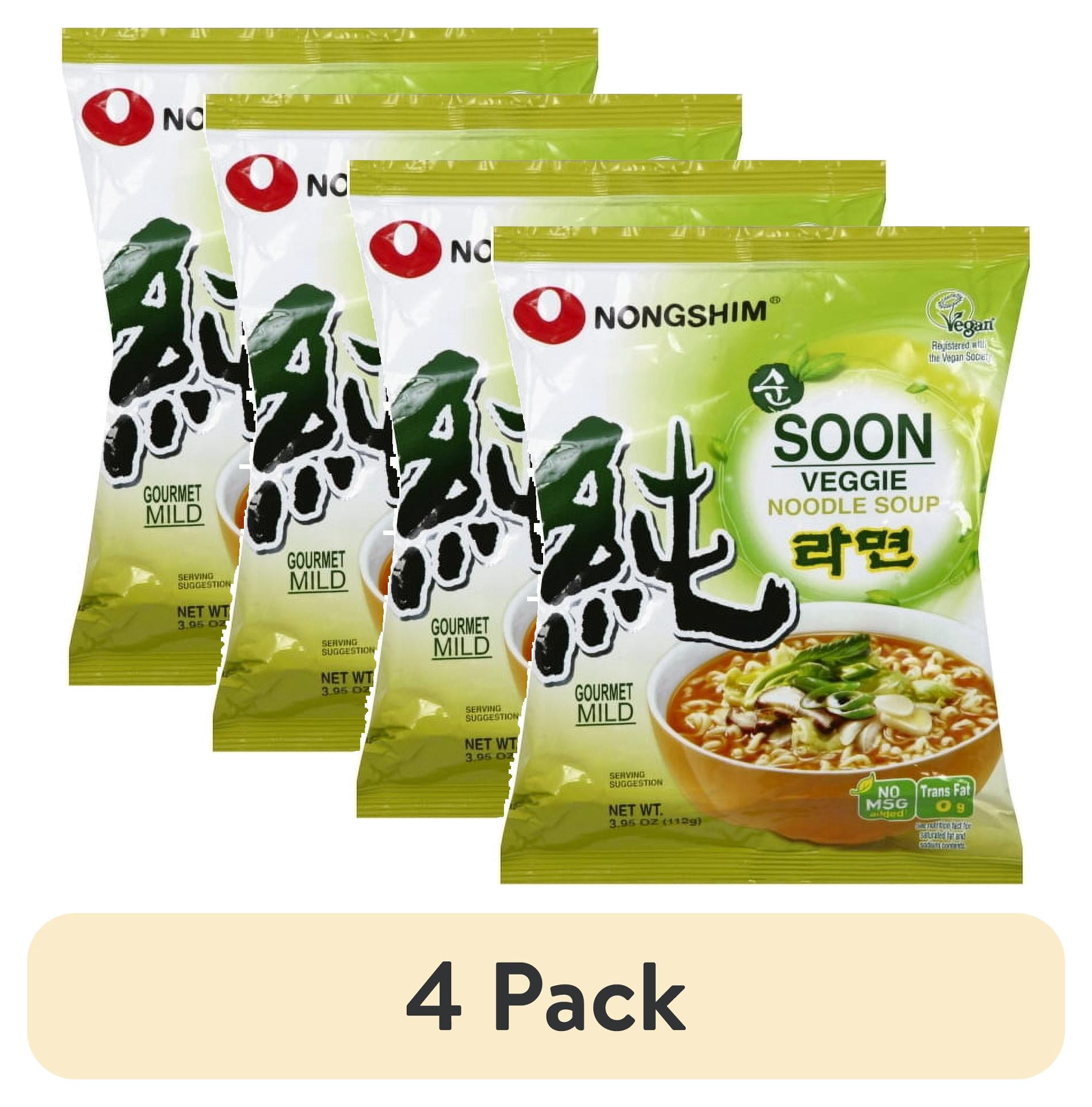 (4 pack) Nongshim Gourmet Mild Soon Veggie Noodle Soup, 3.95 oz