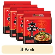 (4 pack) Nongshim Shin Ramyun Spicy Beef Ramen Noodle Soup Pack, 4.2 oz X 4, Shelf-Stable