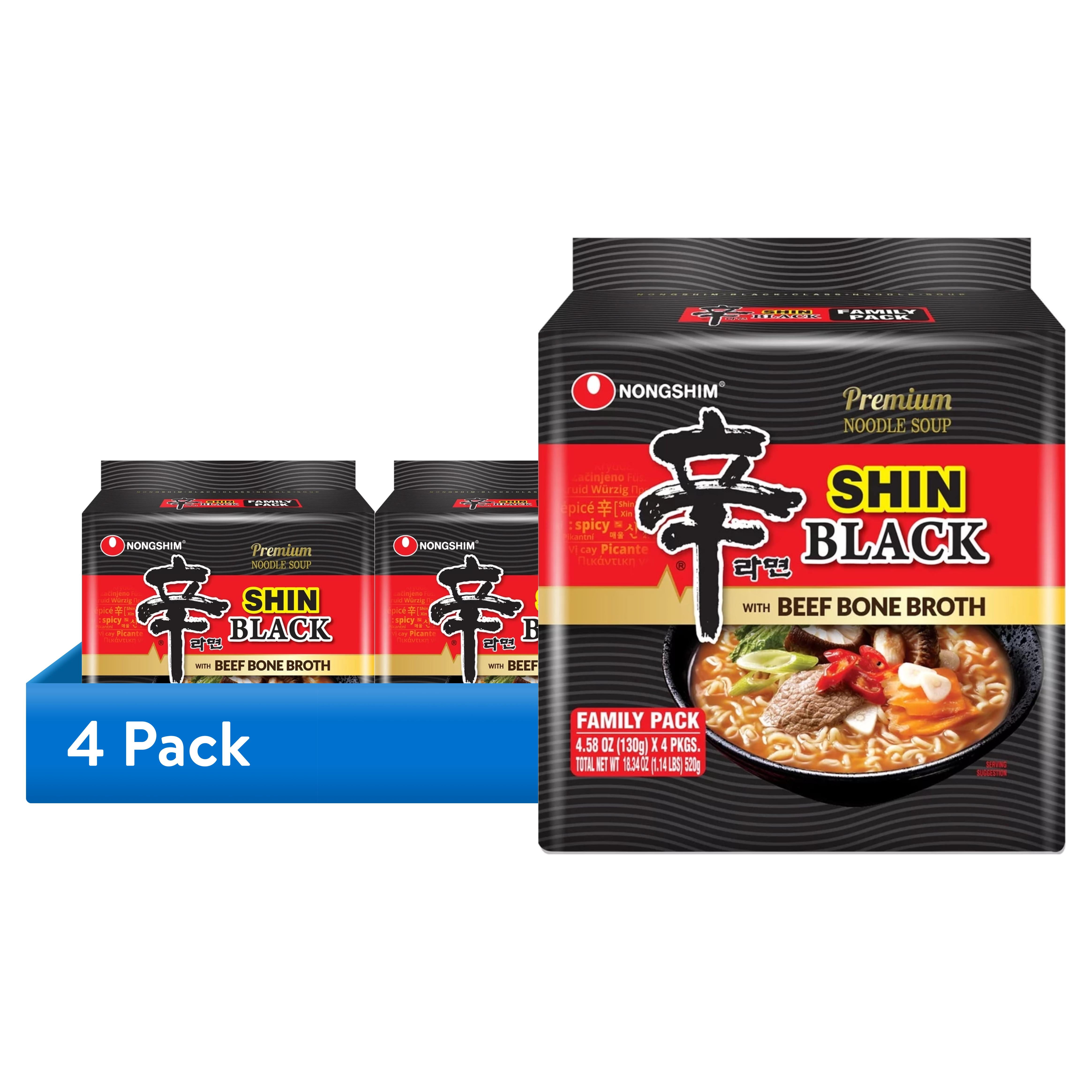 4 pack) Nongshim Spicy Pot-au-feu Flavor Shin Black Noodle Soup