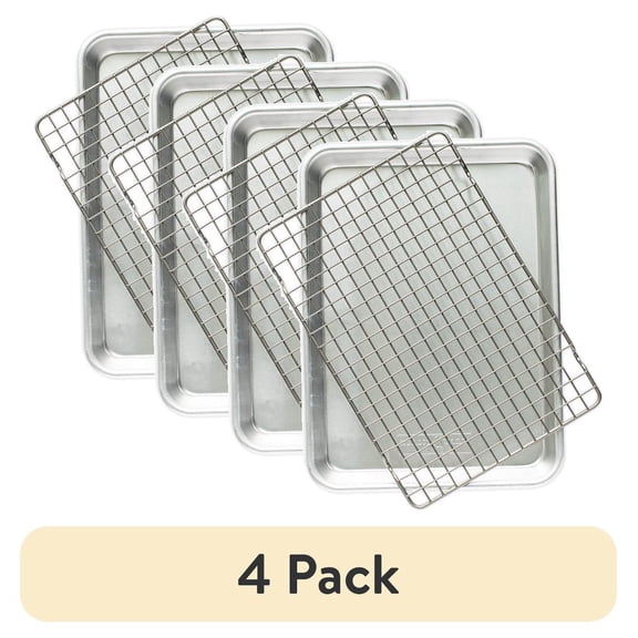 (4 pack) Nordic Ware Naturals Quarter Sheet Pan with Oven-Safe Nonstick Grid
