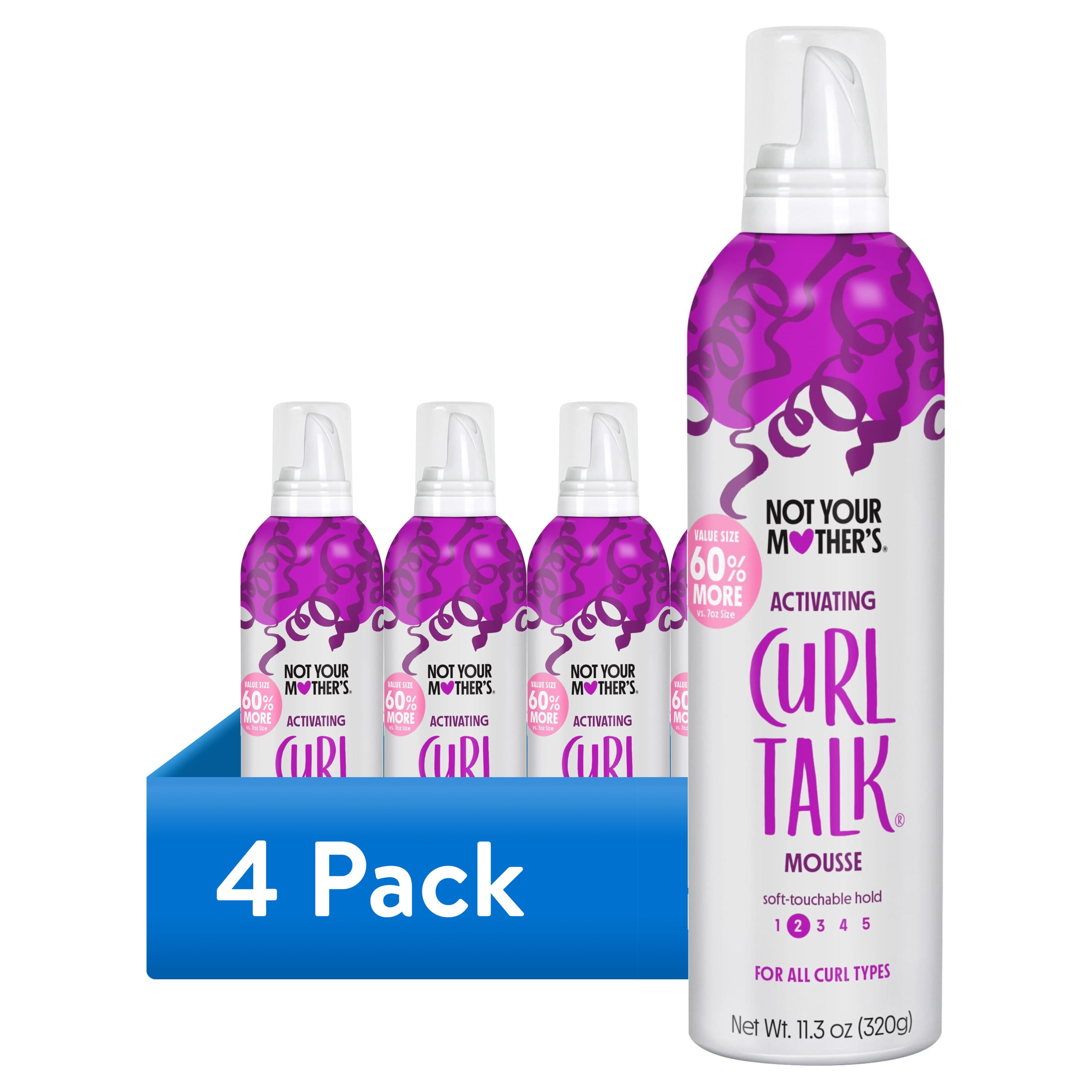 (4 pack) Not Your Mother's Curl Talk Curl Activating Hair Mousse, Adds Definition and Volume, 11.3 oz