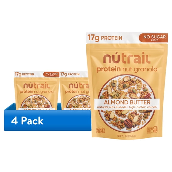 (4 pack) NuTrail 17g Protein Nut Granola Cereal, Almond Butter, No Sugar Added, Keto, Low Carb, Gluten Free, Grain Free, Healthy Breakfast 10 oz. 1 Count