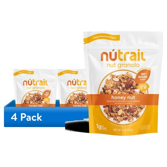 (4 pack) NuTrail Nut Granola Cereal, Honey Nut, No Sugar Added, Keto, Gluten Free, 11 oz. 1 Count
