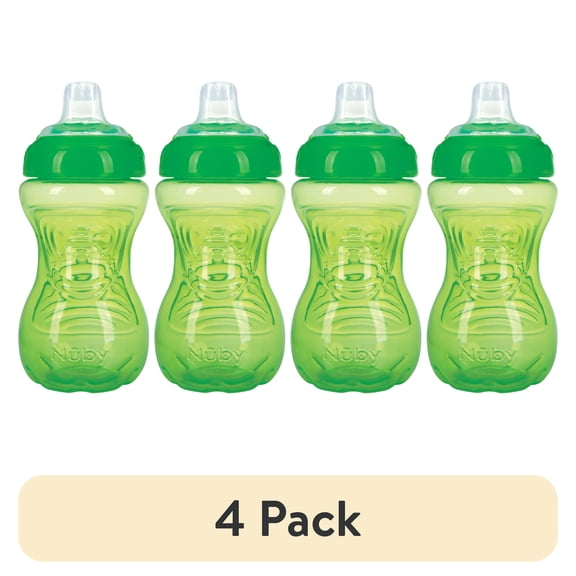 (4 pack) Nuby 1pk 10oz Gripper Cup with Silicone Spout Green