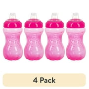 4 pack Nuby No Spill Easy Grip Training Sippy Cup, 6+ Months, Pink, 10 oz
