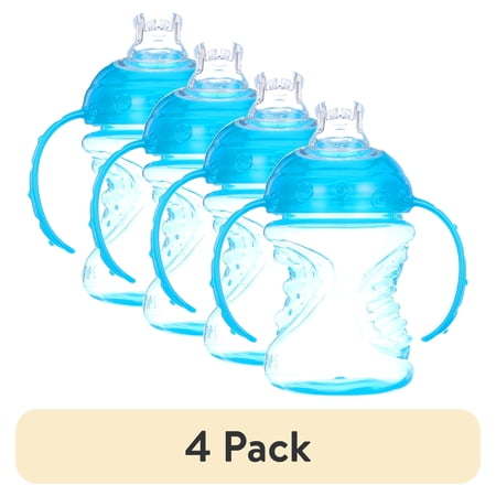 (4 pack) Nuby No-Spill Grip N' Sip Soft Spout Sippy Trainer Cup, 8 fl oz
