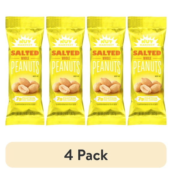 (4 pack) Nut Harvest Whole Peanuts Salted 3.75 Ounce