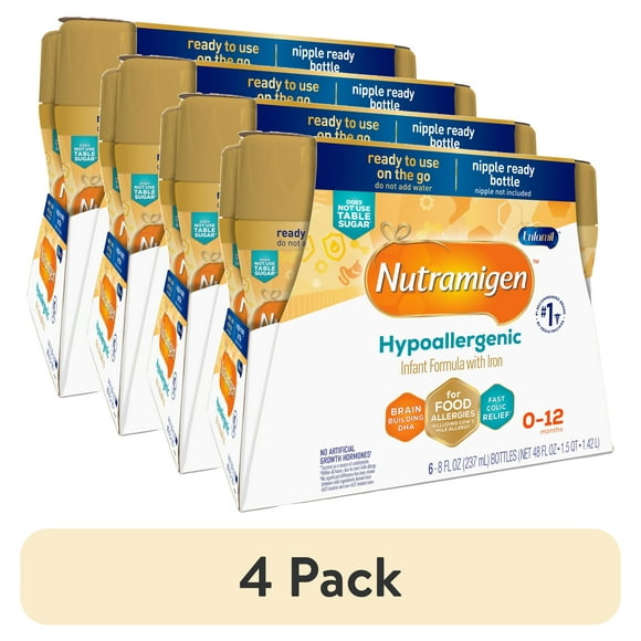 (4 pack) Nutramigen Hypoallergenic Liquid Baby Formula, Colic Relief from Cow's Milk Allergy Starts in 24H, 8 FL Oz, 6 Count