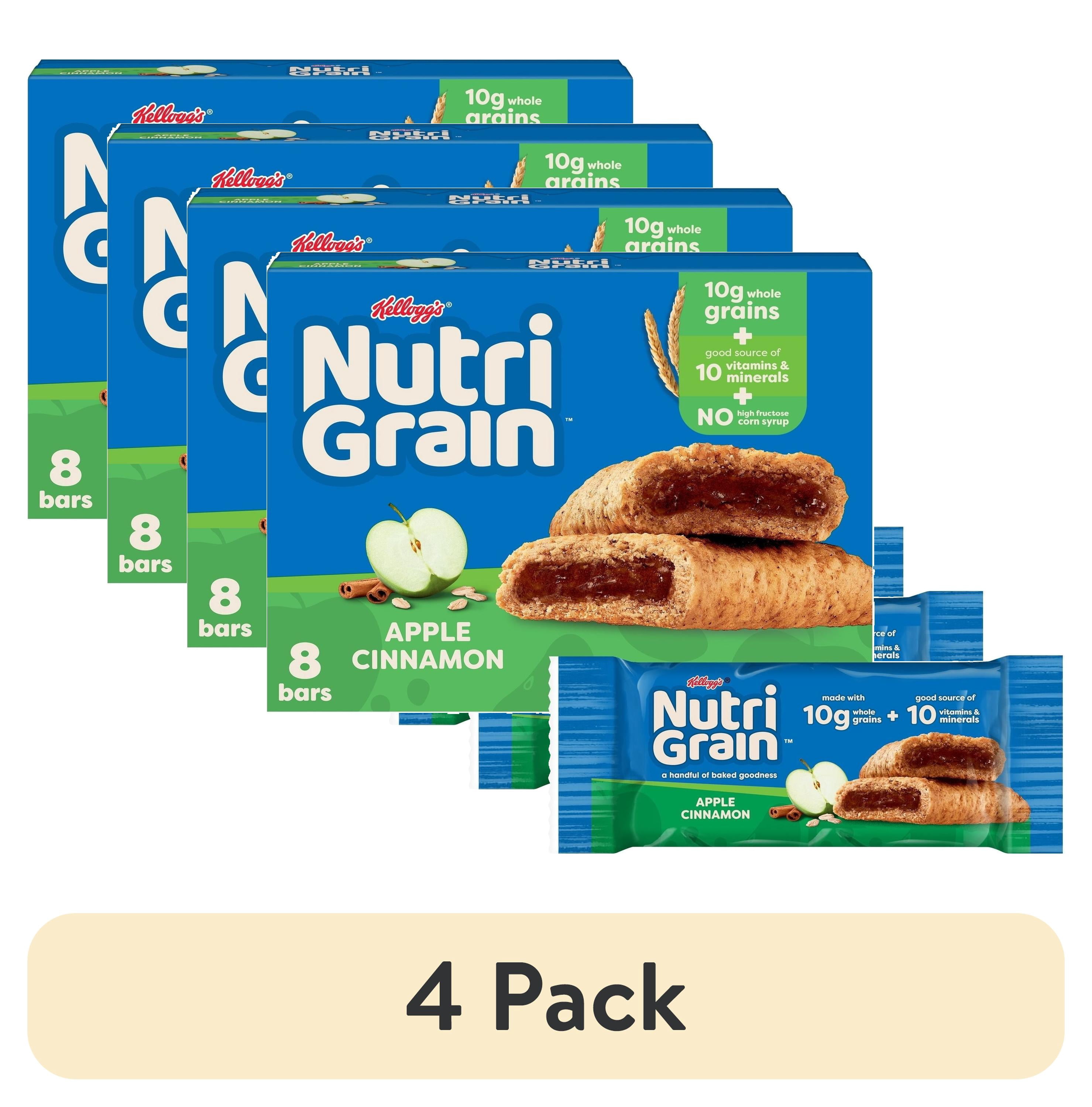 (4 pack) Nutri-Grain Breakfast Bars, Made with 10g Whole Grains, Snack Bars, Apple Cinnamon, 10.4oz Box (8 Count)