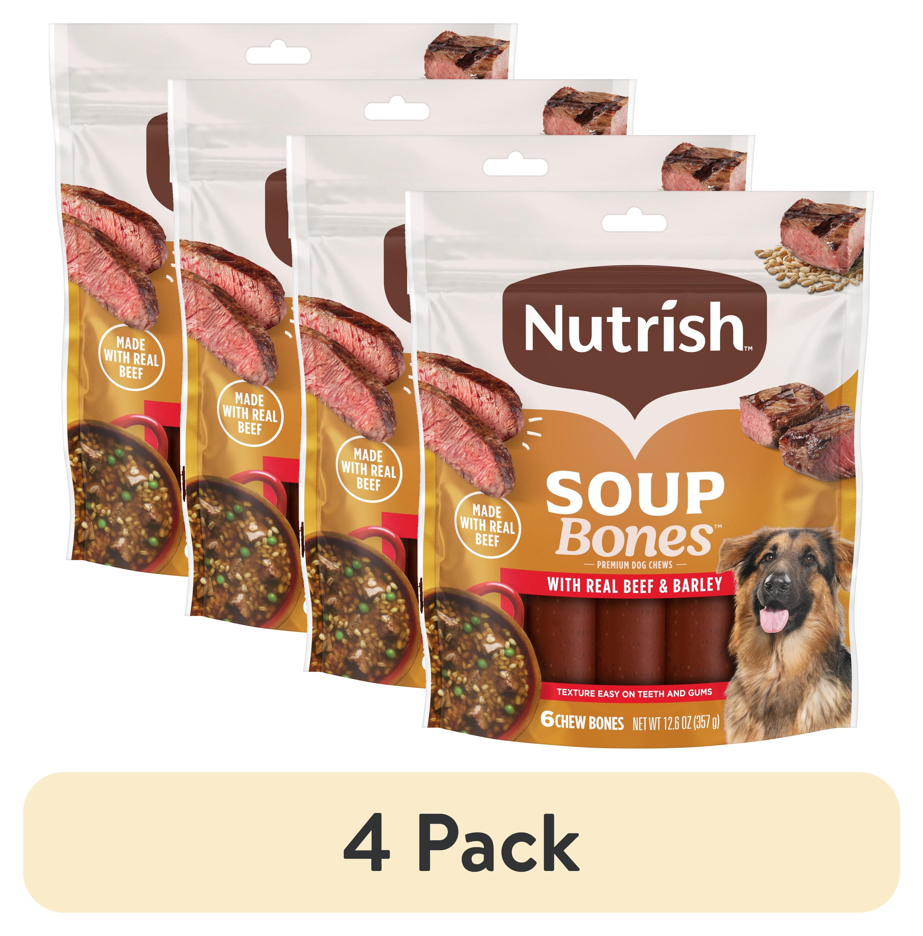 (4 pack) Nutrish Soup Bones Premium Dog Chews with Real Beef and Barley, 6 Chews (Rachael Ray)