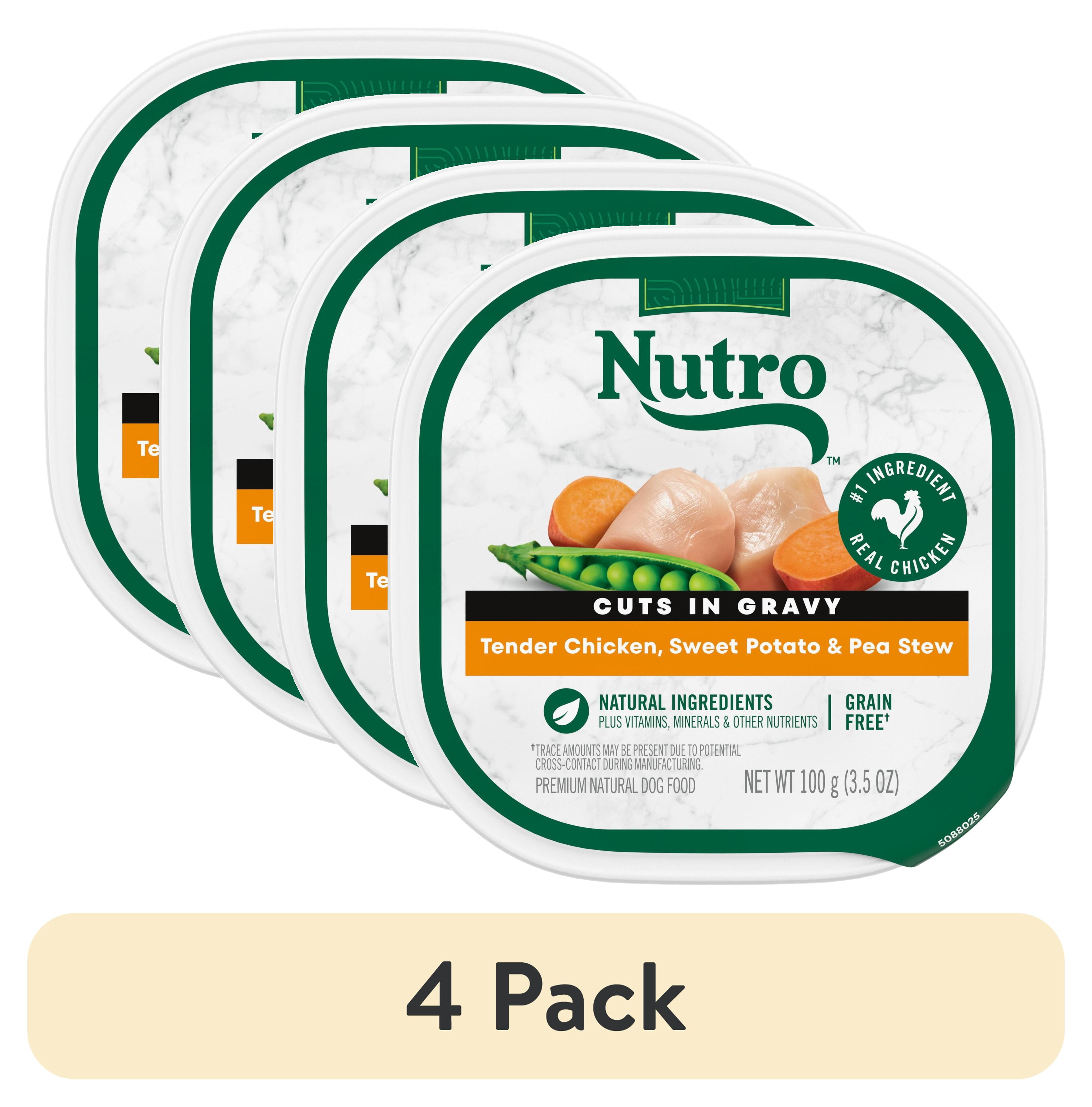 (4 pack) Nutro Cuts In Gravy Tender Chicken, Sweet Potato & Pea Stew Natural Wet Dog Food, 3.5 Oz Tray