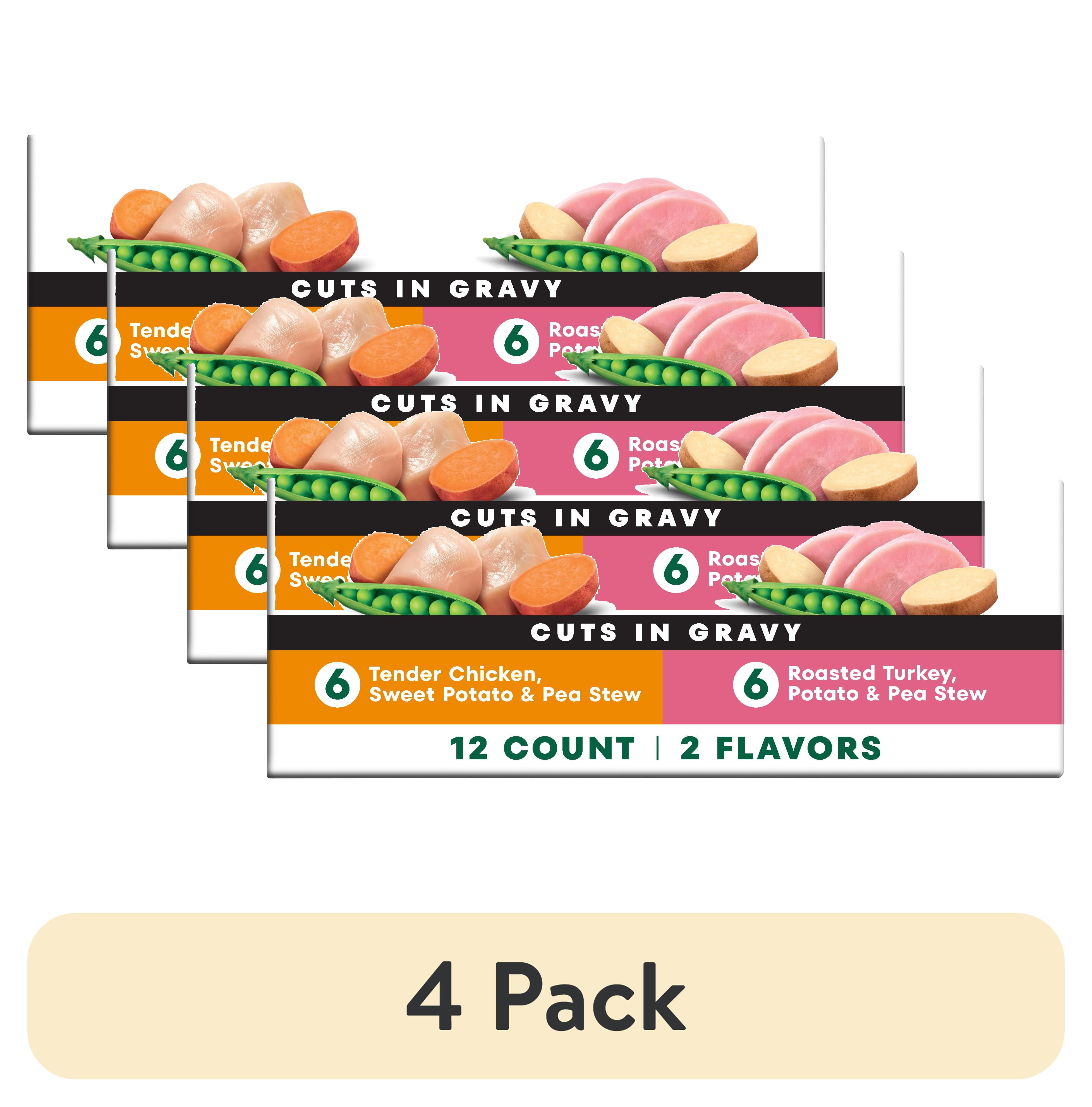 (4 pack) Nutro Natural Choice Cuts In Gravy Chicken Turkey Variety Pack Wet Dog Food, 3.5 Oz Tray Pack Of 12