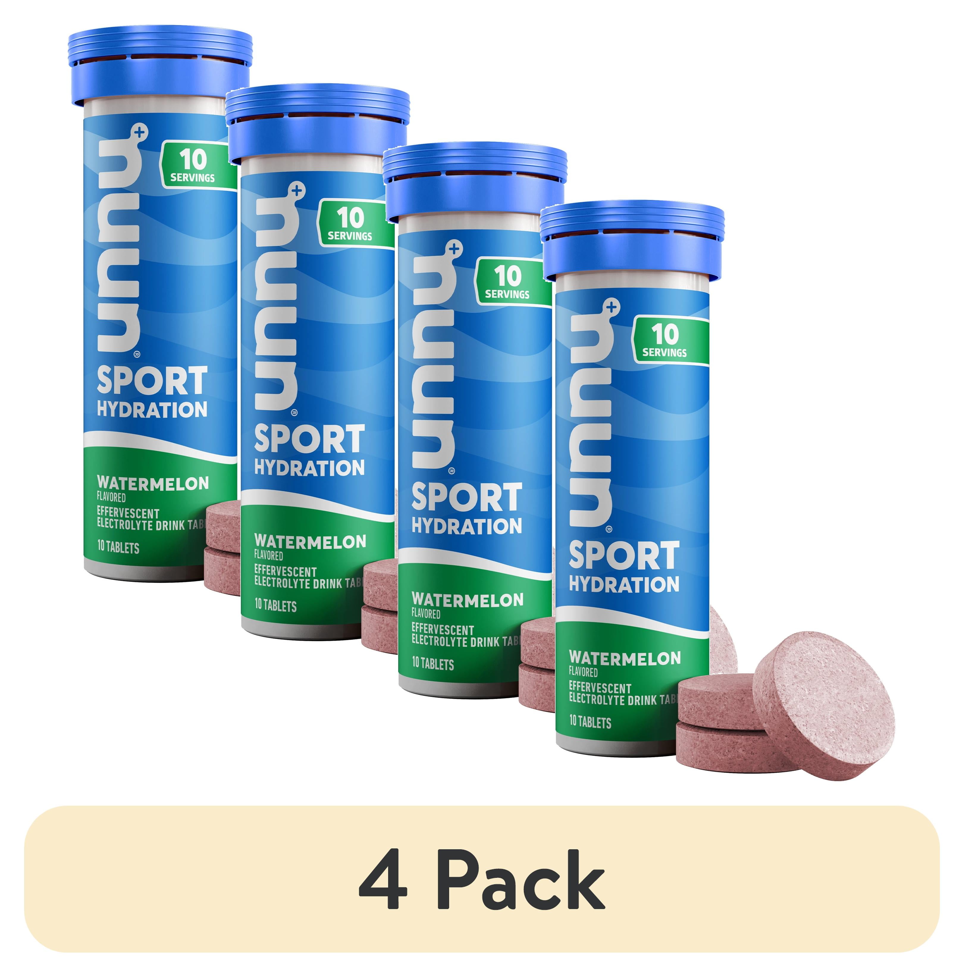 (4 pack) Nuun Sport Electrolytes Hydration Drink Mix Tablets, Watermelon, 10 Count Tube