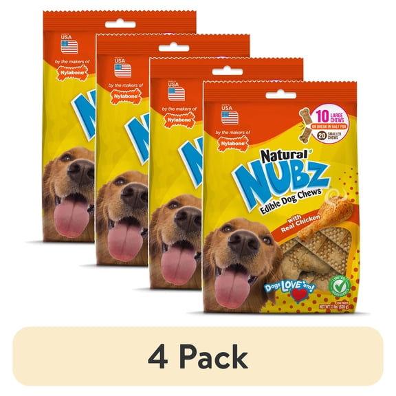 (4 pack) Nylabone Nubz Chicken Dog Chew Treats Large (10 Count)