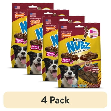 (4 pack) Nylabone Nubz Meaty Center Long Lasting Edible Dry Dog Chew 16 Count Small - up to 30 lbs.