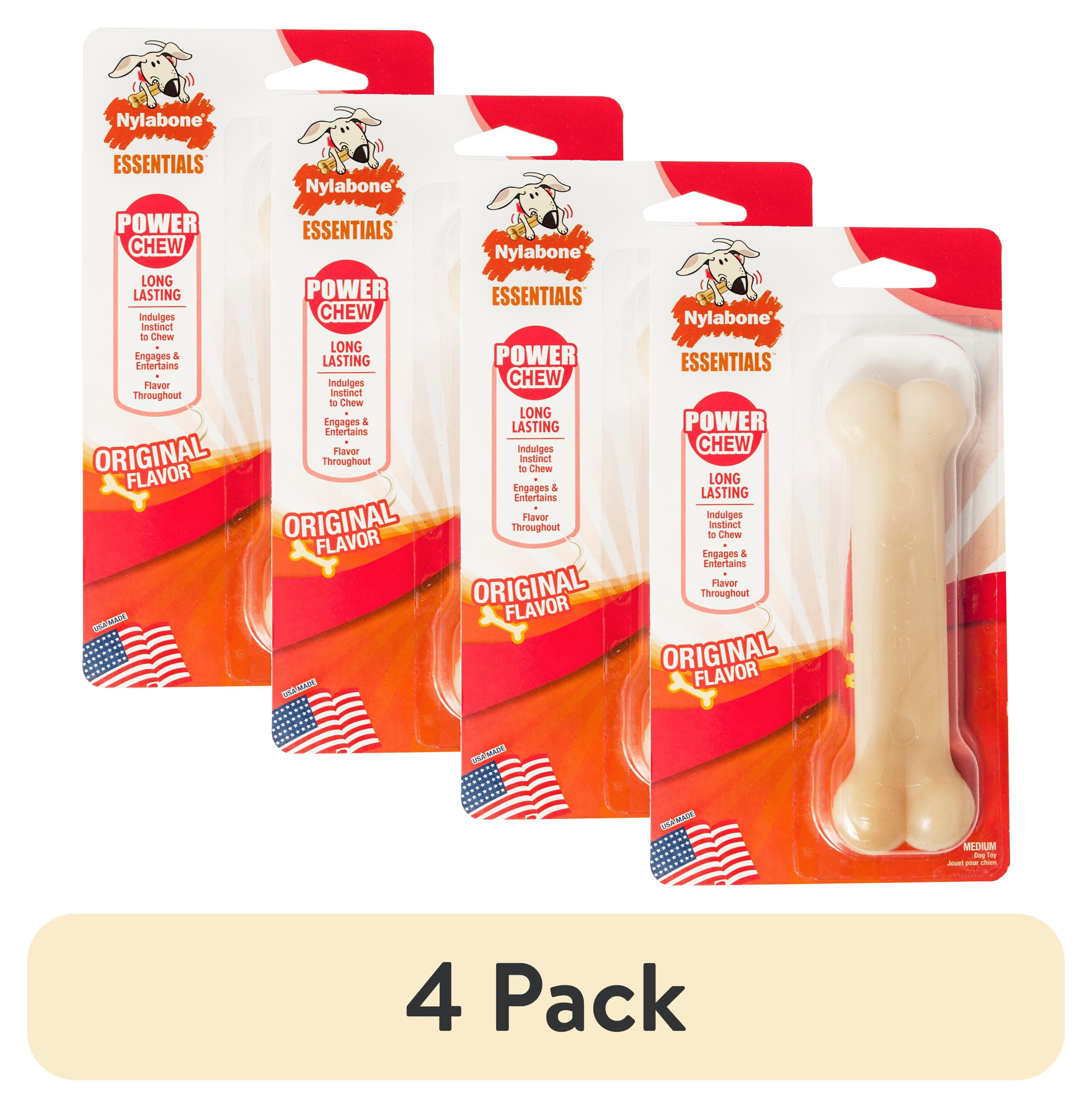 (4 pack) Nylabone Power Chew Original Bone Dog Toy, Dog Chew Toy, Original Flavor, Medium, 1 Count