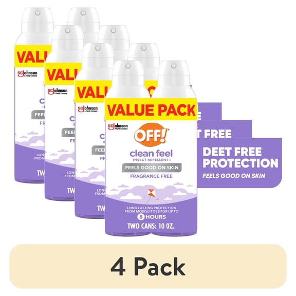 (4 pack) OFF! Clean Feel Picaridin Insect Repellent Spray Aerosol Value Pack, Tick, Mosquito Repellent, 2 Cans, 10 oz Total