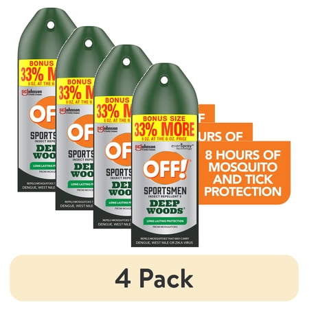 (4 pack) OFF! Sportsmen Deep Woods Insect Repellent 3, Sweat Resistant Mosquito & Bug Spray, 8 oz