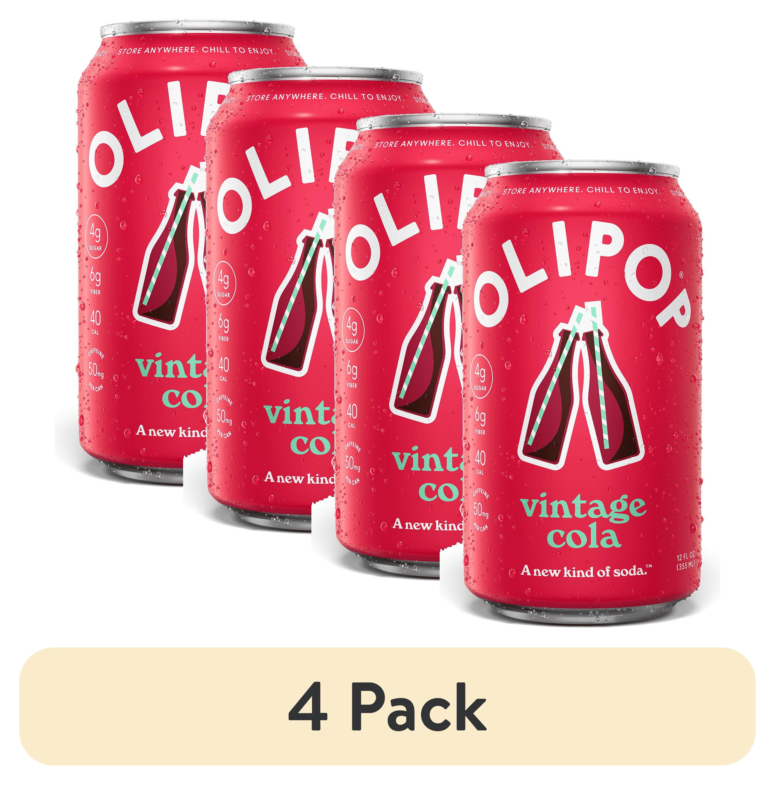 (4 pack) OLIPOP 6g Fiber Prebiotic Soda, Vintage Cola, 12 fl oz, Single, Shelf Stable