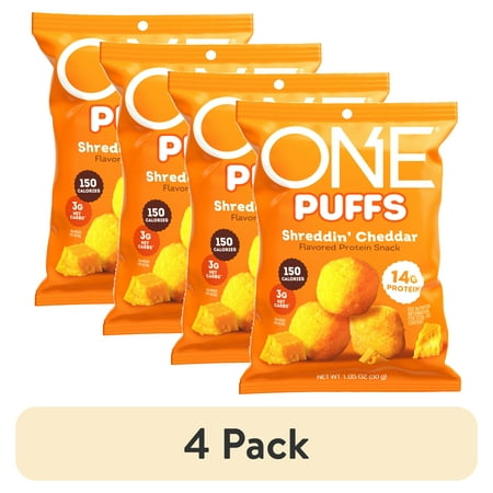 (4 pack) ONE Puffs Shreddin' Cheddar Protein Puff, 14g Protein, 1.05 oz