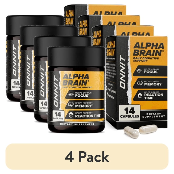 (4 pack) ONNIT Alpha BRAIN Premium Nootropic Brain Health Supplement, Memory and Focus Support, 14 Ct