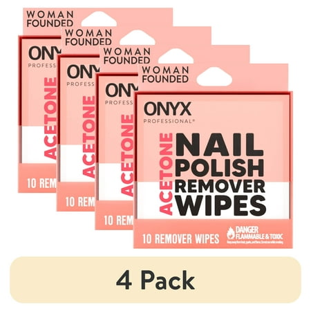 (4 pack) ONYX Professional® 2-in-1 Acetone Remover Wipes, Travel-Friendly, 10 Count
