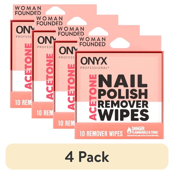 (4 pack) ONYX Professional® 2-in-1 Acetone Remover Wipes, Travel-Friendly, 10 Count