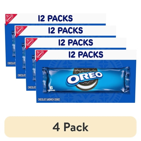 (4 pack) OREO Chocolate Sandwich Cookies, 12 Snack Packs (6 Cookies Per Pack)
