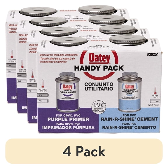 (4 pack) Oatey Rain-R-Shine Blue/Purple Primer and Cement for PVC 4 oz