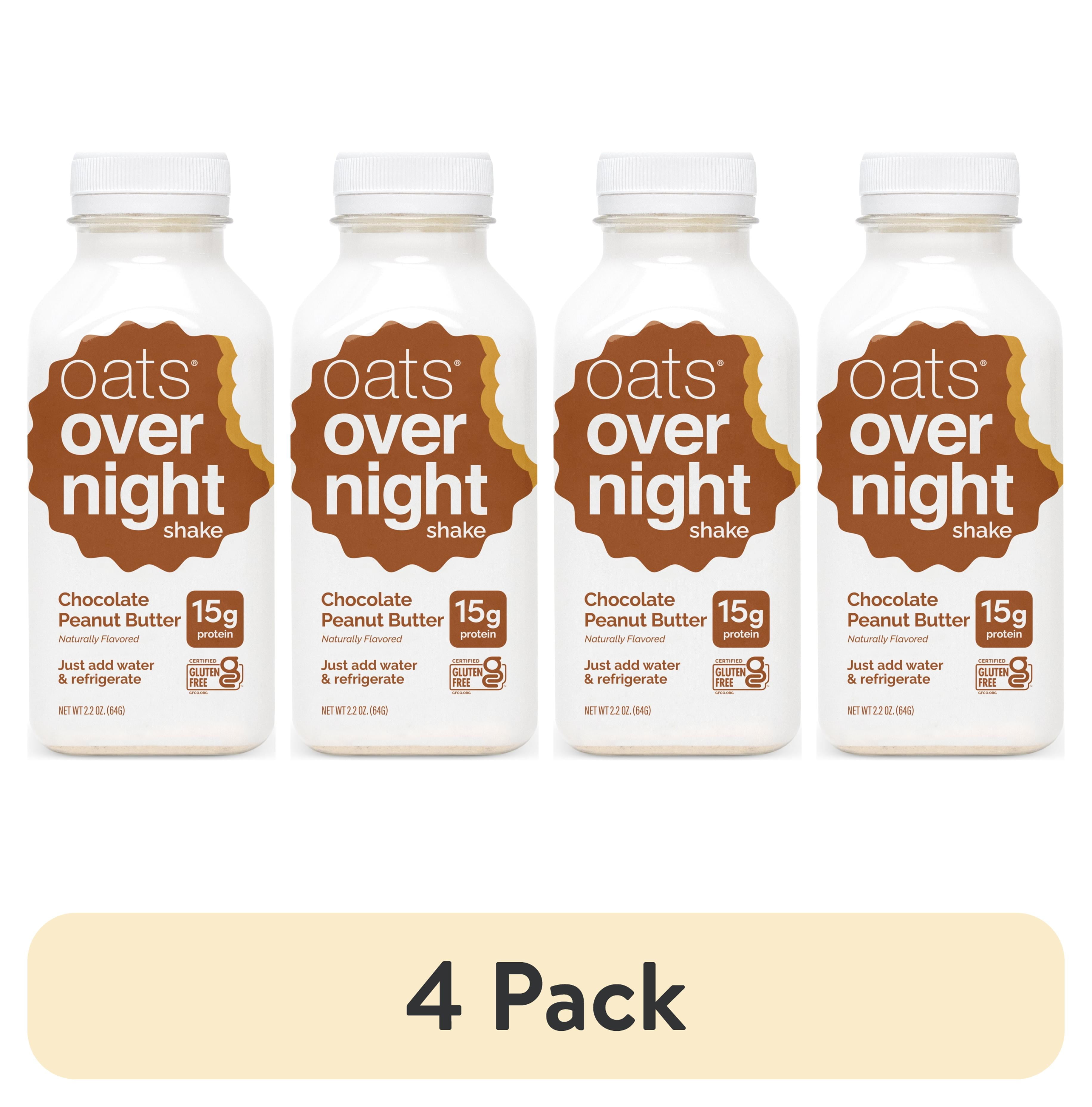 (4 pack) Oats Overnight Chocolate Peanut Butter Protein Overnight Oatmeal Shake, 2.2 oz, 1 Count